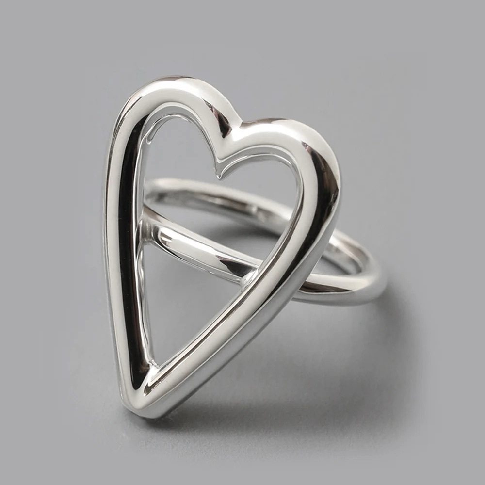 E.M. Heart Motif Ring 925 Silver 1802-AR963 size 13